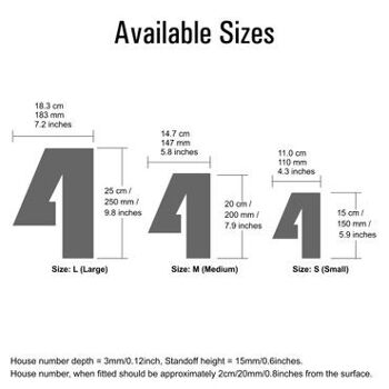 Numéro de maison Bauhaus 4 - gris - 20cm / 7.9'' / 200mm 7
