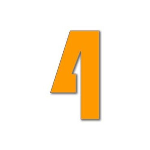 House Number Bauhaus 4 - orange - 20cm / 7.9'' / 200mm