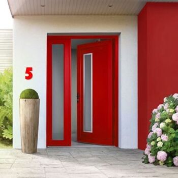 Numéro de maison Bauhaus 5 - rouge - 15cm / 5.9'' / 150mm 2