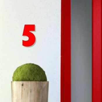 Numéro de maison Bauhaus 5 - rouge - 15cm / 5.9'' / 150mm 3