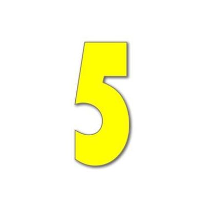 Número de casa Bauhaus 5 - amarillo - 15cm / 5.9'' / 150mm