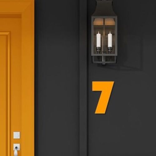 House Number Bauhaus 7 - orange - 15cm / 5.9'' / 150mm