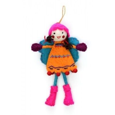 Felt Alpine Fairy Decoration - Orange Dress