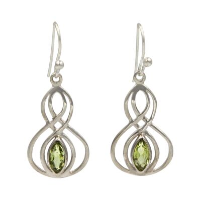 Double Infinity Design Gem-set Sterling Silver Drop Earring / SKU105
