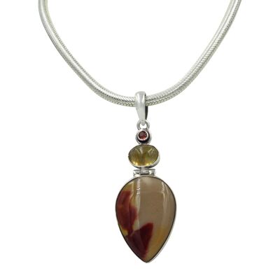 Sundari Classic Design of Beautiful Mookaite Statement Pendant Accent With Citrine and Garnet Stones / SKU113