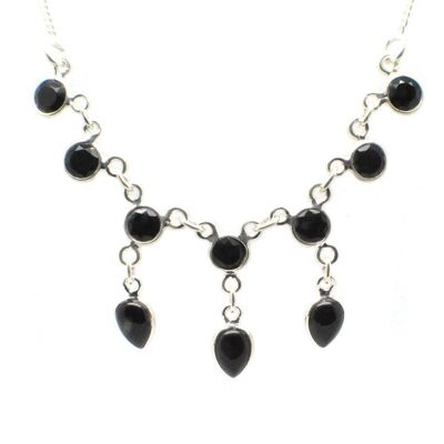 Sterling Silver Victorian Necklace With 10 Faceted Gemstones / SKU121