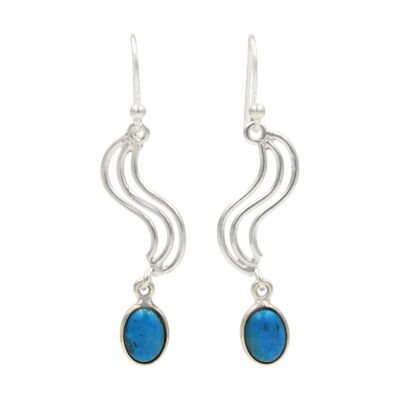 Handcrafted Swirl Drop Earring With Oval Shaped Gemstone / SKU151