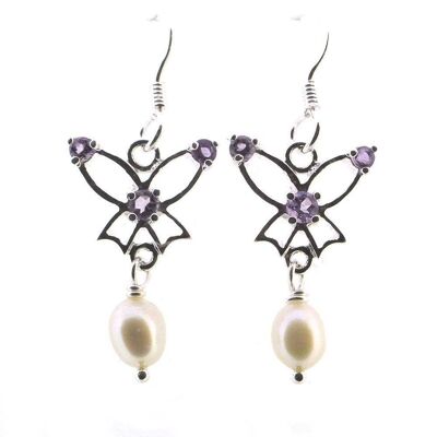 Earring Pearl Amethyst (clip) / SKU152