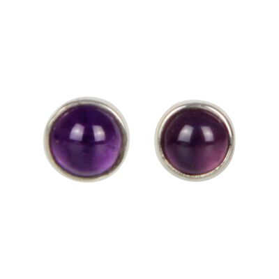 Small Round Stud Earrings With Simple Silver Surround / SKU171