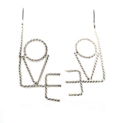 Sterling Silver Rope Wire Love Note Earring / SKU184