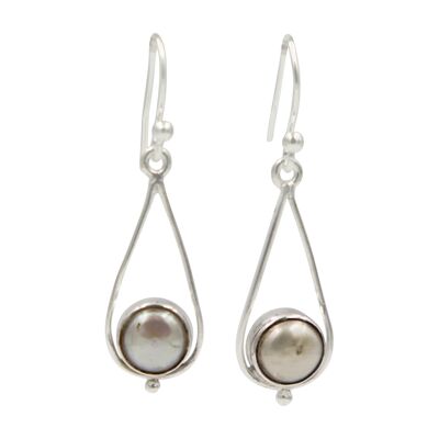Simple Sterling Silver Teardrop Drop Earring With a Cabochon Gemstone or Fresh Water Pearl / SKU185