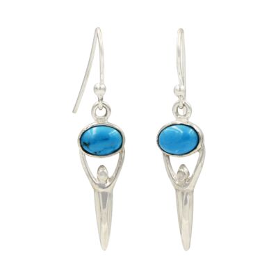 Beautifully Handcrafted Sterling Silver Drop Earring Accent With a Cabochon Gemstone / SKU201