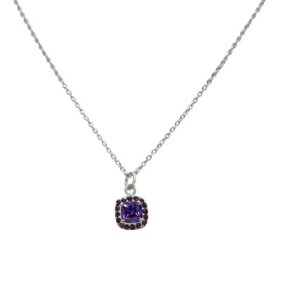 Pendantwith a Cz Garnet or Amethyst or Clear Zirconia Faceted Stone / SKU219
