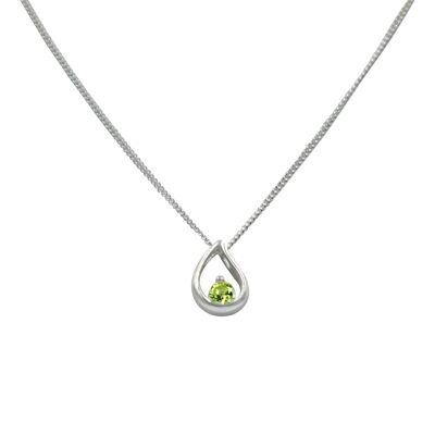 Teardrop Sterling Silver Necklace With a Faceted Zirconia / SKU224