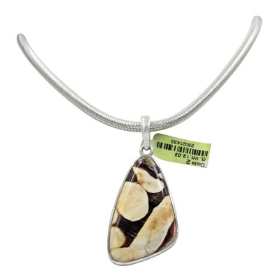 Peanut Wood Jasper Pendant in Handmade Open Back Baizel Setting / SKU232