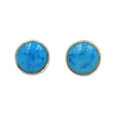 Small Round Simple Sterling Silver Cabochon Stud Earring / SKU236