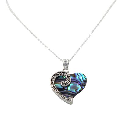 Stunning Large Sterling Silver Heart Pendant With  a Natural Seashell / SKU255