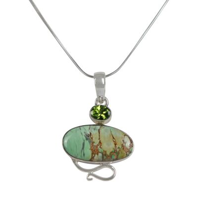 Truly Exquisite Sterling Silver Statement Pendant With a Beautiful and Rare Variscite Crystal as the Main Stone. / SKU276