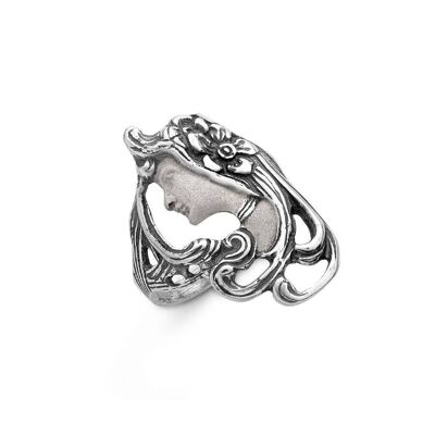 Timeless Classics Art Nouveau Frosted Look Sterling Silver Swirl Ring / SKU289
