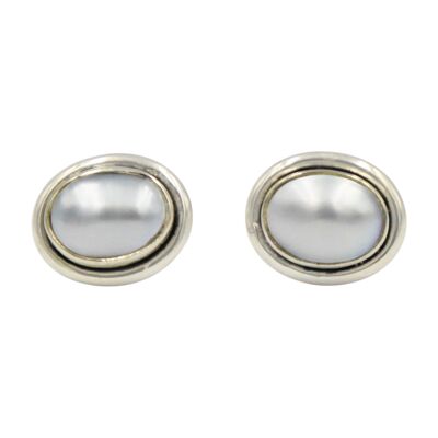 Oval Gemstone Stud Earrings With a Sterling Silver Surround / SKU353