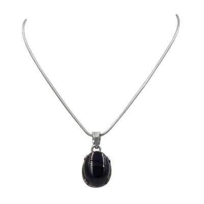 Sterling Silver Snake Chain and Pendant With a Stunning Half Sphere Shaped Beautiful Cabochon Gemstone Stone / SKU363