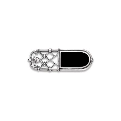 Timeless Classics Art Deco Swarovski Crystals Brooch With Black Inlay / SKU387