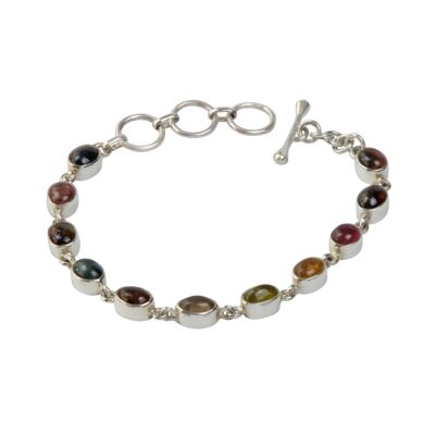 Beautiful Multi Stone Sterling Silver Bracelet With 11 Varied Colours of Tourmalines / SKU388