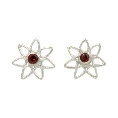 Sundari Daisy Flower Sterling Silver Stud With a Gemstone / SKU389