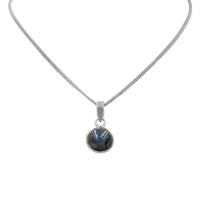 Sterling Silver Simple Round Pendant With a Half Sphere Cabuchone Gemstone or a Pearl / SKU421