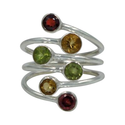 Another Sundari Unique Design. This Faceted Multi Stone Ring Is a Nice Combination of Colored Gemstones With a Unique Design . / SKU425