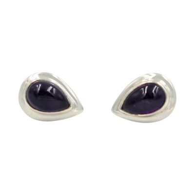 Sterling Silver Teardrop Gem-set Stud Earrings With Silver Surround for Your Daily Wear / SKU432