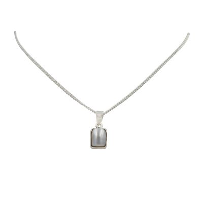 A Simple and Dainty Gem-set Square Pendant Presented on a Sterling Silver Chain / SKU437