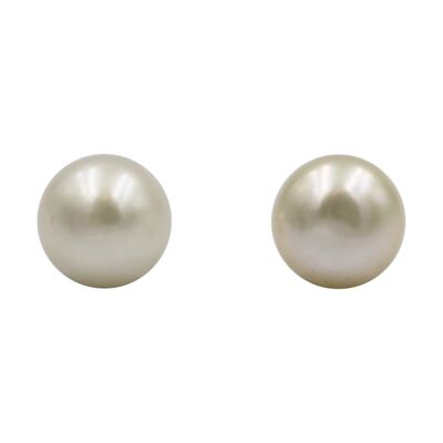 Simple Large Sphere Pearl Stud Earring Sett on Sterling Silver. / SKU453