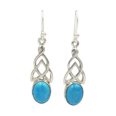Aesthetic Celtic Earrings in Oval Shaped Cabochon Crystal / SKU456