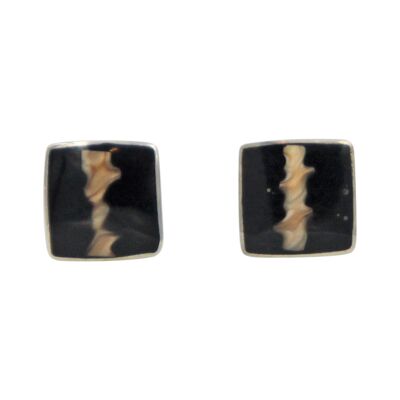 Spider Shell Square Stud Sterling Silver Earring / SKU496