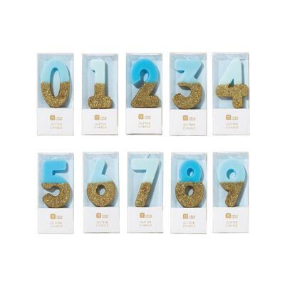 We Heart Birthday Glitter Number Candle Blue Starter Pack
