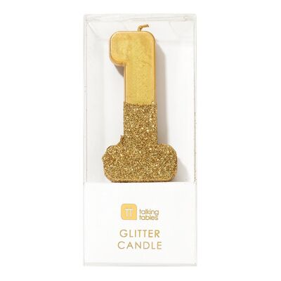 We Heart Birthdays Gold Glitter Number Candle 1