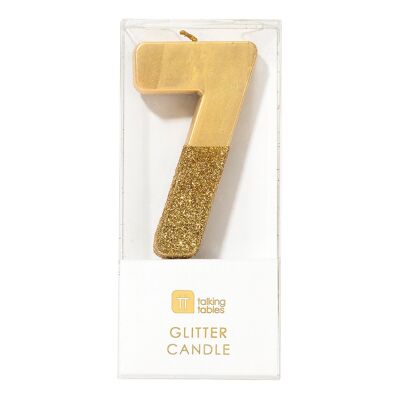 We Heart Birthdays Gold Glitter Number Candle 7