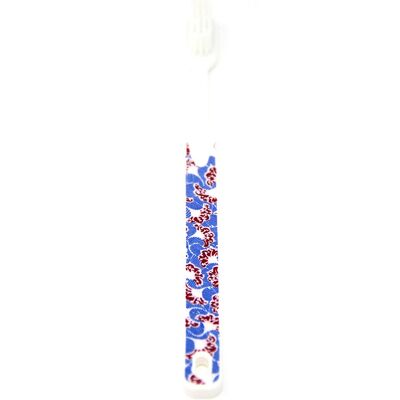 Cepillo de dientes ecológico WAX con estampado flexible azul y rojo