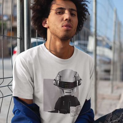 T-shirt Homme Blanc Collection #28 - Daft Punk Silver