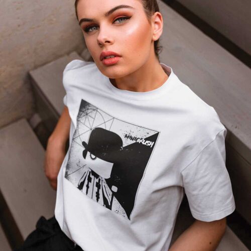 T-shirt Femme Blanc Collection BW #48 - Orange