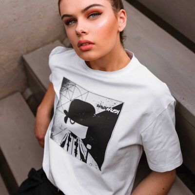 Camiseta Blanca Mujer Colección BW #48 - Naranja