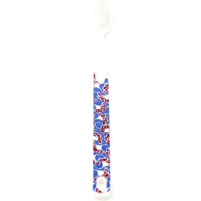 Brosse à dent écologique WAX imprimé bleu&rouge medium