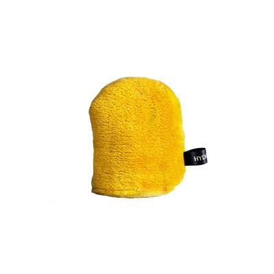 Yellow make-up remover glove