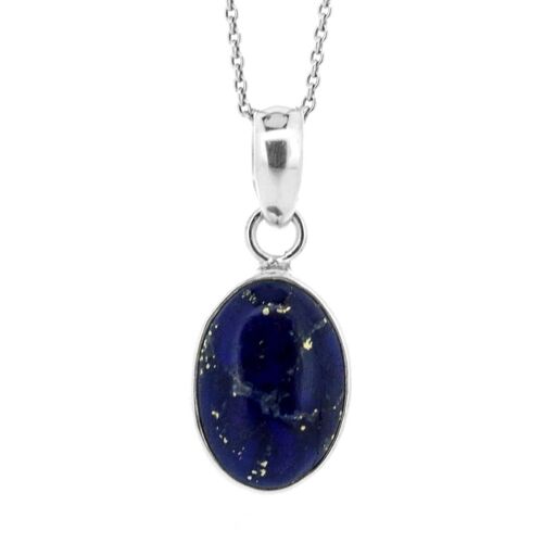 Lapis Lazuli Oval Pendant with 18" Trace Chain and Presentation Box