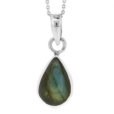 Labradorite Teardrop Pendant with 18" Trace Chain and Presentation Box