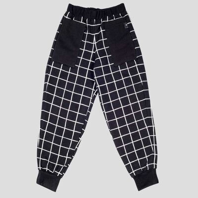 BLACK CHECK SPORTS BAGGY TROUSERS