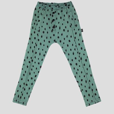 PANTALON HAREM VERT A POIS