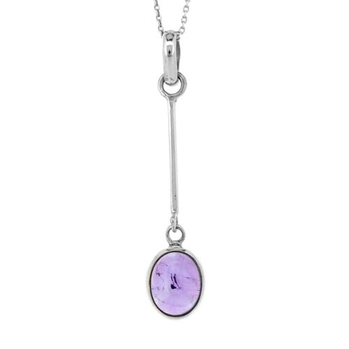 Long Stem Amethyst Pendant with 18" Trace Chain and Presentation Box