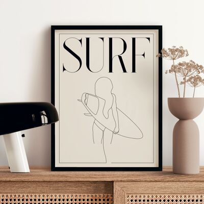 SURF - Line Art - Affiche decorative